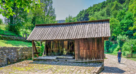 Etar Architectural Ethnographic Complex in Bulgaria on a sunny summer day. Big size panoramic photo.のeditorial素材