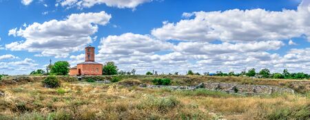 Ancient greek colony Olbia on the banks of the Southern Bug River in Ukraine on a cloudy summer day. Hi-res panoramic photo.の写真素材