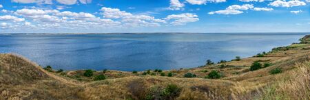 Ancient greek colony Olbia on the banks of the Southern Bug River in Ukraine on a cloudy summer day. Hi-res panoramic photo.の写真素材