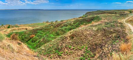 Ancient greek colony Olbia on the banks of the Southern Bug River in Ukraine on a cloudy summer day. Hi-res panoramic photo.の写真素材