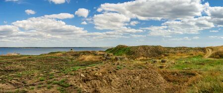 Ancient greek colony Olbia on the banks of the Southern Bug River in Ukraine on a cloudy summer day.の写真素材