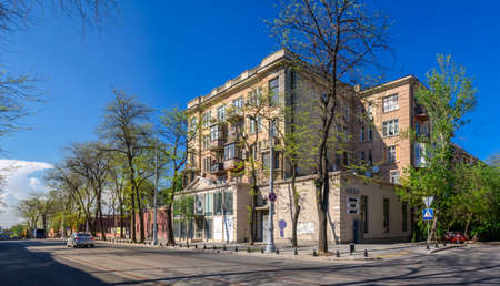 Odessa, Ukraine - 03.05. 2020. Old historic house in Odessa, Ukraine, on a sunny spring dayのeditorial素材