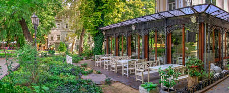 Odessa, Ukraine 08,09,2019. Odessa City Garden, Ukraine, on a sunny autumn morningのeditorial素材