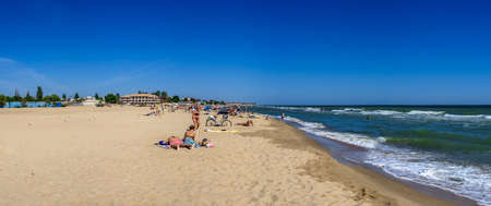 Odessa, Ukraine 08.31.2019. Deserted beach in the the village of Rybakovka, Odessa region, Ukraine,...