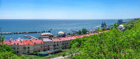 Odessa, Ukraine 31.05.2020. Panoramic view of the new microdistrict and slope development in Odessa, Ukraine, at the coast of Big Fountain resort on a sunny summer dayのeditorial素材