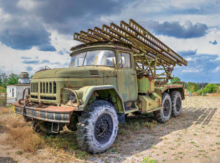 Pobugskoe, Ukraine 09.14.2019. Old military equipment in the Soviet Strategic Nuclear Forces Museum, Ukraine, on a sunny dayのeditorial素材