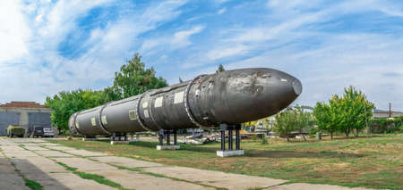 Pobugskoe, Ukraine 09.14.2019. GRAU 15A18 NATO name SS-18 Satan Rocket in Soviet Strategic Nuclear Forces Museum, Ukraineのeditorial素材