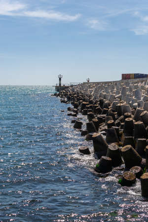 Odessa, Ukraine 06.06.2020. Quarantine pier in the seaport of Odessa, Ukraine, on a sunny summer dayのeditorial素材