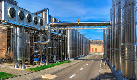 Shabo, Ukraine 09.29.2019. Modern equipment for the production of wine in the Shabo winery, Odessa region, Ukraineのeditorial素材