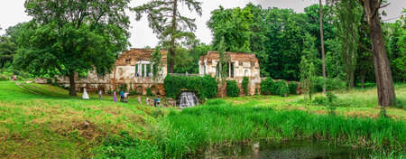 Bila Tserkva, Ukraine 06.20.2020. Alexandria park in Bila Tserkva, one of the most beautiful and famous arboretums in Ukraine, on a cloudy summer day.のeditorial素材