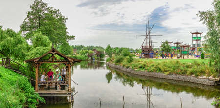 Volodarka, Ukraine 06.20.2020. Park Sakura Island in the village of Volodarka near Bila Tserkva in Ukraine on a cloudy summer dayのeditorial素材