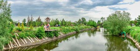 Volodarka, Ukraine 06.20.2020. Park Sakura Island in the village of Volodarka near Bila Tserkva in Ukraine on a cloudy summer dayのeditorial素材