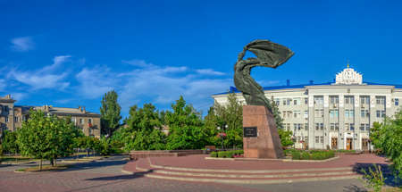 Berdyansk, Ukraine 07.23.2020. Monument to freedom fighters in Berdyansk city, Ukraine, on a summer morningのeditorial素材