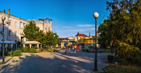 Berdyansk, Ukraine 07.23.2020. Azov avenue in Berdyansk, Ukraine, on a summer evening