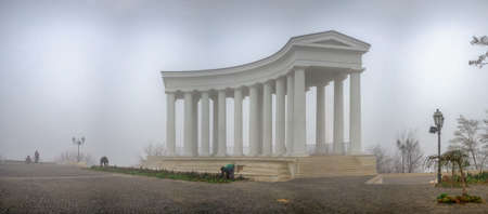 Odessa, Ukraine 11.28.2019. Vorontsov Colonnade in Odessa, Ukraine, on a foggy autumn dayのeditorial素材