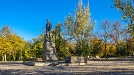 Odessa, Ukraine 11.05.2019. Monument to Taras Shevchenko in Odessa, Ukraine, on a sunny autumn dayのeditorial素材