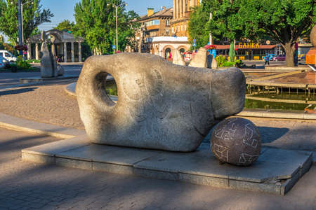 Zaporozhye, Ukraine 07.21.2020. Fountain of life in Zaporozhye, Ukraine, on a sunny summer morningのeditorial素材