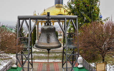 Pochaev, Ukraine 04/01/2020. Holy Dormition Pochaev Lavra in Pochaiv, Ukraine, on a gloomy winter morning before Orthodox Christmasのeditorial素材