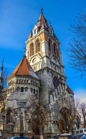 Chortkiv, Ukraine 06/01/2020. St Stanislaus Church in Chortkiv, Ukraine, on a sunny winter dayのeditorial素材