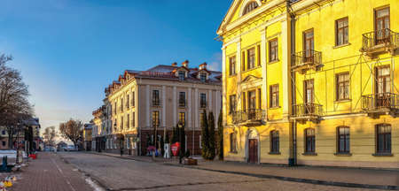 Kamianets-Podilskyi, Ukraine 07/01/2020. The old street of Kamianets-Podilskyi historical center in...