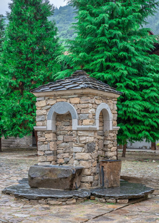 Asenovgrad, Bulgaria 07/24/2019. Bachkovo Monastery of the Dormition of the Theotokos or Assumption of holy virgin in southern Bulgaria, on a cloudy summer dayのeditorial素材