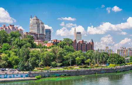 Dnipro, Ukraine 07.18.2020. Dnipro city embankment in Ukraine on a sunny summer dayのeditorial素材