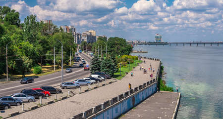 Dnipro, Ukraine 07.18.2020. Dnipro city embankment in Ukraine on a sunny summer dayのeditorial素材