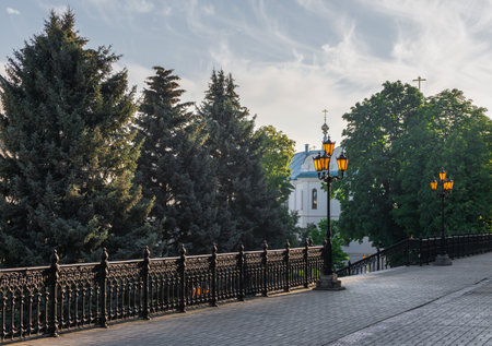 Svyatogorsk, Ukraine 07.16.2020. Assumption Cathedral on the territory of the Svyatogorsk Lavra in Ukraine, on a sunny summer morningのeditorial素材