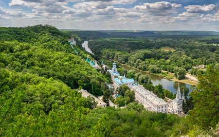 Svyatogorsk, Ukraine 07.16.2020. View from above of the Holy Mountains Lavra of the Holy Dormition...