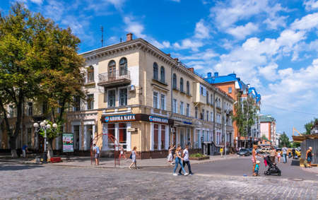 Poltava, Ukraine 07.13.2020. Historical buildings on the main pedestrian street of Poltava, Ukraine,...