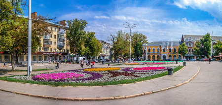 Poltava, Ukraine 07.13.2020. Historical buildings on the main pedestrian street of Poltava, Ukraine,...