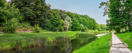 Kyiv, Ukraine 09/07/2020. Feofaniia Park and the Cathedral of St. Panteleimon in Kyiv, Ukraine, on a sunny summer dayのeditorial素材