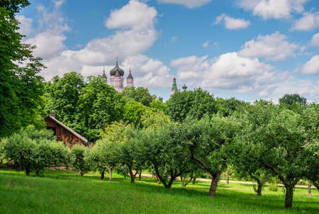 Kyiv, Ukraine 09/07/2020. Feofaniia Park and the Cathedral of St. Panteleimon in Kyiv, Ukraine, on a sunny summer dayのeditorial素材