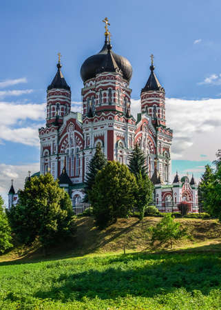 Kyiv, Ukraine 09/07/2020. Cathedral of St. Panteleimon in the Feofaniia Park, Kyiv, Ukraine, on a sunny summer dayのeditorial素材