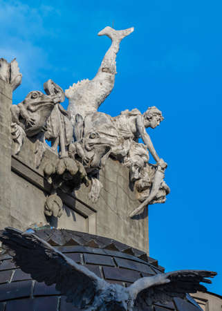 Kyiv, Ukraine 07.11. House with Chimaeras or Horodecki House in Kyiv, Ukraine, on a sunny summer morningのeditorial素材