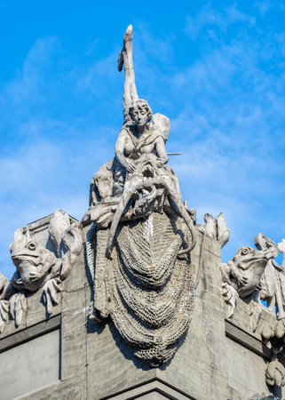 Kyiv, Ukraine 07.11. House with Chimaeras or Horodecki House in Kyiv, Ukraine, on a sunny summer morningのeditorial素材