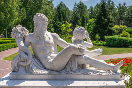 Kyiv, Ukraine 07.10. Sculptures in the public park near the Honka house in the Mezhyhirya Residence, Kyiv, Ukraine, on a sunny summer dayのeditorial素材