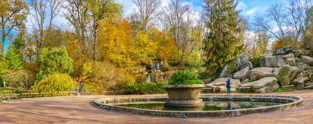 Uman, Ukraine 07.11. Temple of Poseidon in the Sofievsky arboretum or Sofiyivsky Park in Uman, Ukraine, on a sunny autumn dayの写真素材