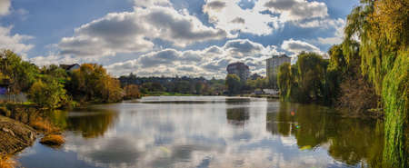 11/07/2020. Uman, Ukraine. Fountain in the Fantasy park Nova Sofiyivka, Uman, Ukraine, on a sunny autumn dayのeditorial素材