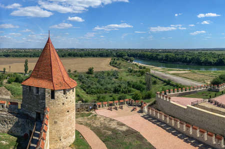 Bender, Moldova 06.09.2021. Fortress walls and towers of theTighina Fortress in Bender, Transnistria...