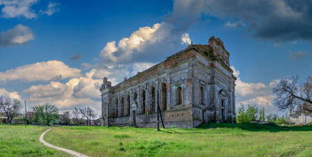 Abandoned Cathedral of the Assumption of the Blessed Virgin Mary in Lymanske village, Odessa region, Ukraineの写真素材