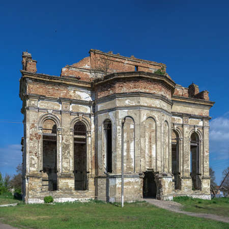 Abandoned Cathedral of the Assumption of the Blessed Virgin Mary in Lymanske village, Odessa region, Ukraineの写真素材