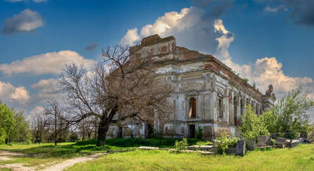 Abandoned Cathedral of the Assumption of the Blessed Virgin Mary in Lymanske village, Odessa region, Ukraineの写真素材