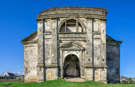 Abandoned Catholic church of the Assumption of the Blessed Virgin Mary in Kamenka village, Odessa region, Ukraineの写真素材