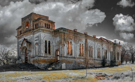 Abandoned catholic church of the Holy Trinity in Lymanske village, Odessa region, Ukraineの写真素材