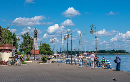 Kherson, Ukraine 12.09.2021. Dniester river embankment in Kherson, Ukraine, on a sunny summer dayのeditorial素材