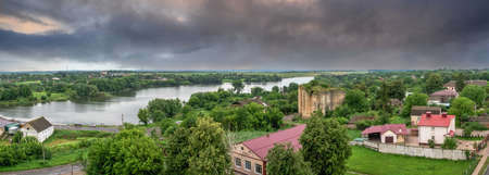 Medzhybish, Ukraine 05.07.2021. View of the Southern Bug river from the Medzhybizh fortress tower,...