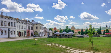 Zhovkva, Ukraine 07/08/2021. Vicheva or Market square in Zhovkva city, Lviv region of Ukraine, on a sunny summer dayのeditorial素材