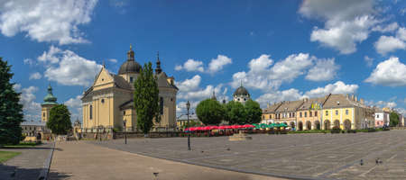 Zhovkva, Ukraine 07/08/2021. Vicheva or Market square in Zhovkva city, Lviv region of Ukraine, on a sunny summer dayのeditorial素材
