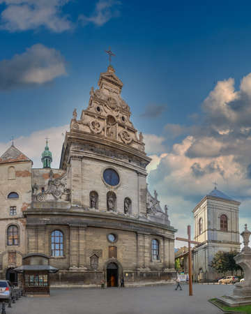 Lviv, Ukraine 07.07.2021. Bernardine monastery in the old town of Lviv, Ukraine, on a sunny summer morningのeditorial素材